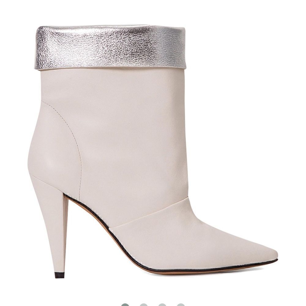IRO Avina Withe silver fold over bootie boots NIB size 37 - Picture 2 of 6